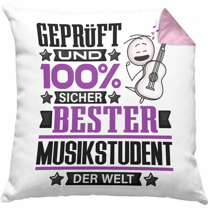 Musikstudent Geschenk Lustiger Spruch für Musikstudent Geschenkidee Bester Musikstudent Der WeltKissen mit Füllung 40x40 (Grau) Rosa Trendation
