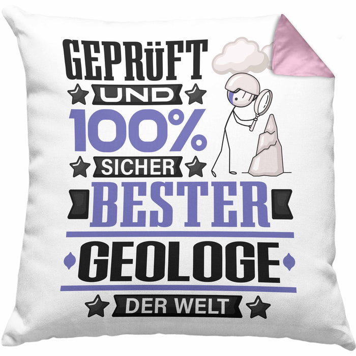 Geologe Geschenk Lustiger Spruch für Geologe Geschenkidee Bester Geologe Der WeltKissen mit Füllung 40x40 (Grau) Rosa Trendation