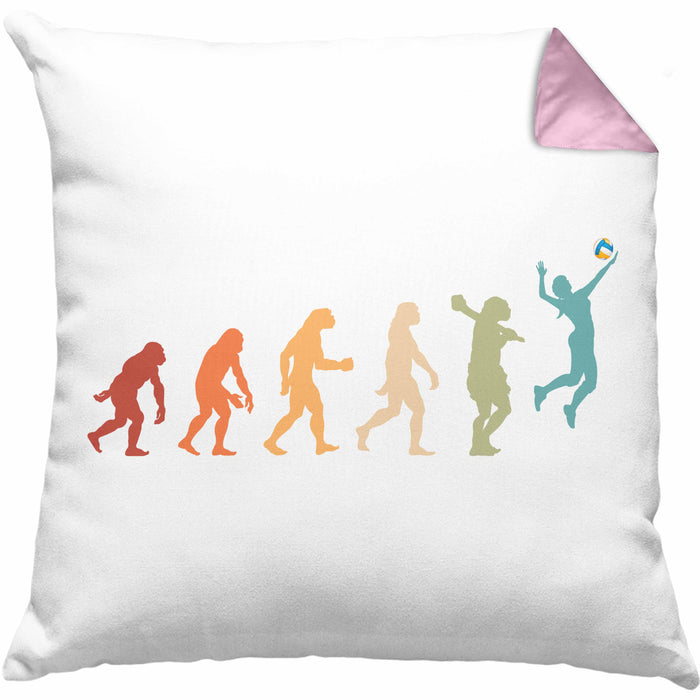 Volleyball Geschenk Kissen mit Füllung 40x40 Evolution Coach Herren Mädchen Kaffee Zubehör Volleyball-Spieler Spielerin (Grau) Rosa Trendation