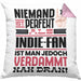 Indie-Fan Geschenk Kissen mit Füllung 40x40 Lustige Geschenkidee für Indie-Fan Geburtstag Niemand Ist Perfekt Aber Als Indie-Fan Ist Man Nah Dran (Grau) Rosa Trendation