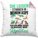 Reptilien-Besitzer Kissen mit Füllung 40x40 Geschenk Schlangen Echsen Die Leisen Stimmen In Meinem Kopf Sagen Mir (Grau) Rosa Trendation