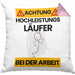 Läufer Kissen mit Füllung 40x40 Geschenk Lustiger Spruch Geschenkidee für Läufer Achtung Hochleistungs Läufer Bei Der Arbeit (Grau) Rosa Trendation