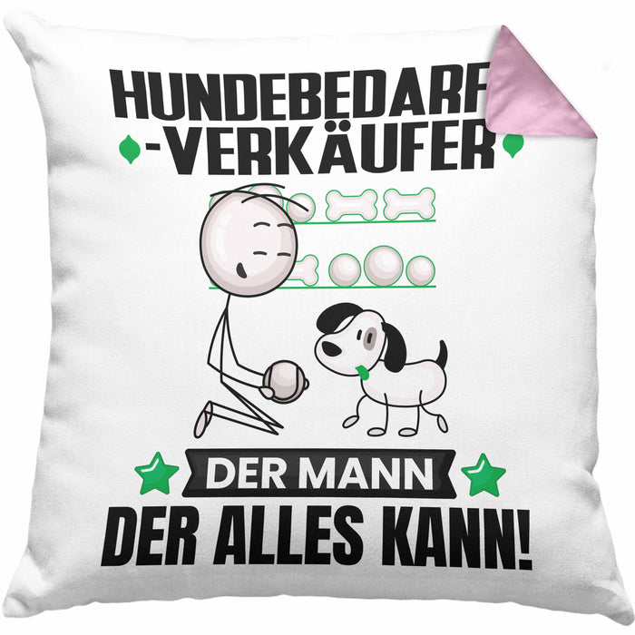 Hundebedarfsverkäufer Kissen mit Füllung 40x40 Geschenk für Hundebedarfsverkäufer Der Mann Der Alles Kann Geschenkidee zum Geburtstag (Grau) Rosa Trendation