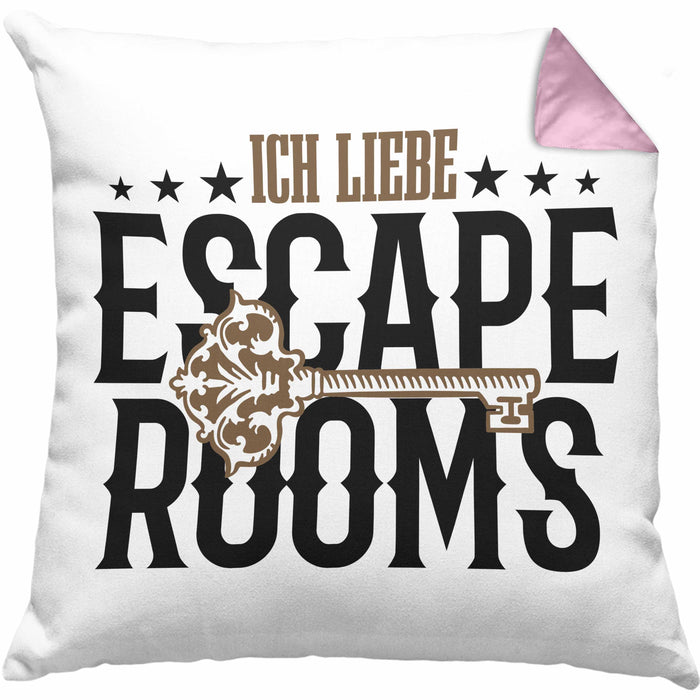 Escape Room Lustige Kissen mit Füllung 40x40 Escape Room Fans Geschenkidee (Grau) Rosa Trendation