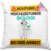 Biologe Kissen mit Füllung 40x40 Geschenk Lustiger Spruch Geschenkidee für Biologe Achtung Hochleistungs Biologe Bei Der Arbeit (Grau) Rosa Trendation