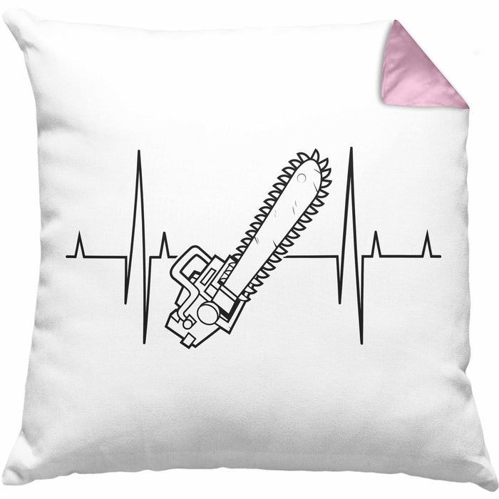 Kettensäge Herzschlag Kissen mit Füllung 40x40 Waldarbeiter Geschenk Lustige Geschenkidee Forstarbeiter (Grau) Rosa Trendation