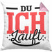 Du Ich Läuft Kissen mit Füllung 40x40 Geschenk Beste Freundin Paare Geschenkidee Liebe Paar (Grau) Rosa Trendation