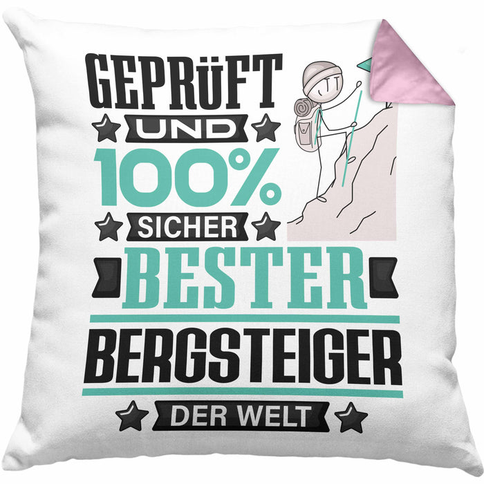 Bergsteiger Geschenk Lustiger Spruch für Bergsteiger Geschenkidee Bester Bergsteiger Der WeltKissen mit Füllung 40x40 (Grau) Rosa Trendation