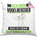 Vogelrescuer Kissen mit Füllung 40x40 Geschenk für Vogelrescuer Geburtstag Lustiger Spruch Was Ist Deine Superkraft (Grau) Rosa Trendation