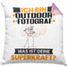 Outdoor-Fotograf Kissen mit Füllung 40x40 Geschenk für Outdoor-Fotograf Geburtstag Lustiger Spruch Was Ist Deine Superkraft (Grau) Rosa Trendation