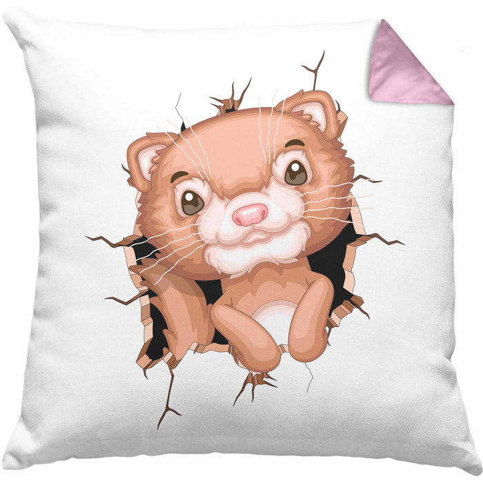 Otter 3D Grafik Kissen mit Füllung 40x40 Lustige Geschenkdidee Otter-Liebhaber (Grau) Rosa Trendation