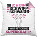 Schwippschwager Kissen mit Füllung 40x40 Geschenk für Schwippschwager Geburtstag Lustiger Spruch Was Ist Deine Superkraft (Grau) Rosa Trendation