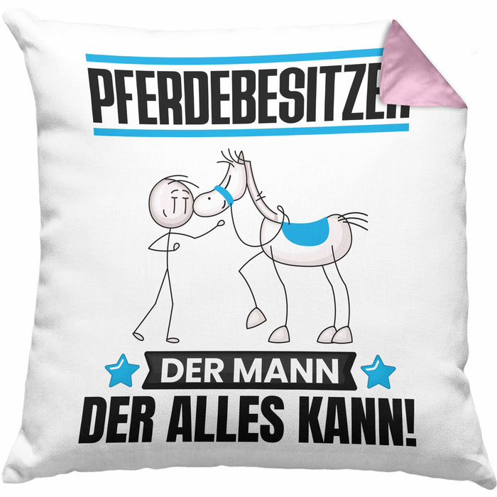 Pferdebesitzer Kissen mit Füllung 40x40 Geschenk für Pferdebesitzer Der Mann Der Alles Kann Geschenkidee zum Geburtstag (Grau) Rosa Trendation