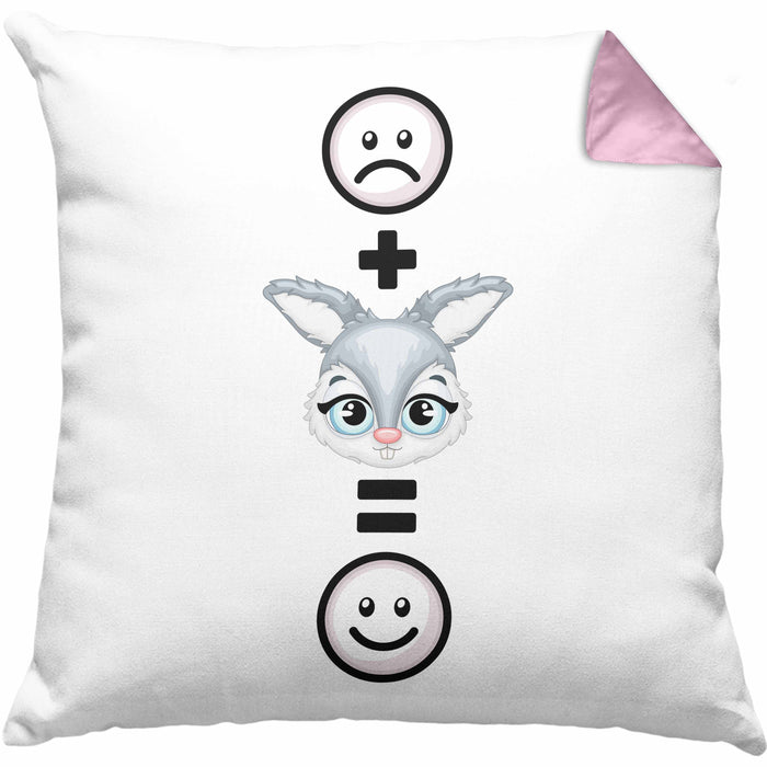 Kaninchen Kissen mit Füllung 40x40 Geschenk für Kaninchen Kanickel Hasen Besitzer Lustige Geschenkidee :( + Hase = :) Geburtstag (Grau) Rosa Trendation