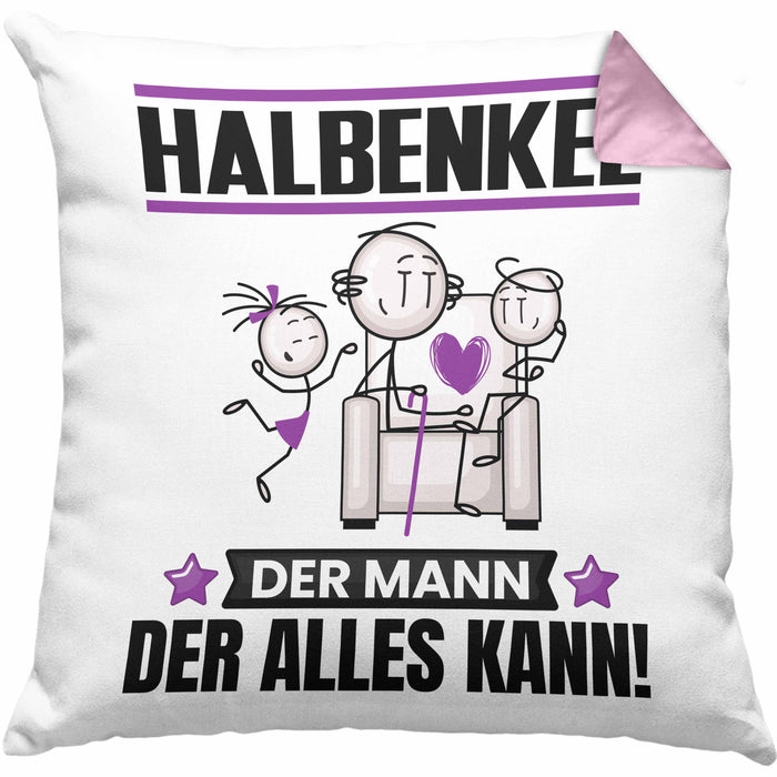 Halbenkel Kissen mit Füllung 40x40 Geschenk für Halbenkel Der Mann Der Alles Kann Geschenkidee zum Geburtstag (Grau) Rosa Trendation
