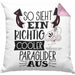 So Sieht Ein Richtig Cooler Paraglider Aus Geschenk Kissen mit Füllung 40x40 Lustiger Spruch Geschenkidee (Grau) Rosa Trendation