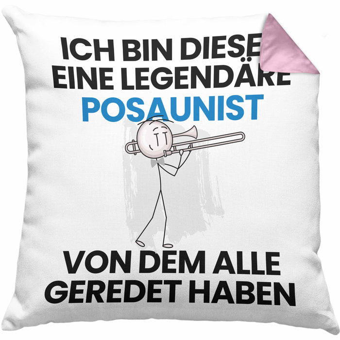 Posaunist Geschenk Kissen mit Füllung 40x40 Lustige Geschenkidee Geburtstag für Posaunist Ich Bin Dieser Legendäre Posaunist Von Dem Alle Geredet Haben (Grau) Rosa Trendation
