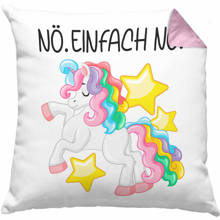 Lustige Nö Einfach Nö Kissen mit Füllung 40x40 Mit Spruch Einhorn Geschenk Mama Freundin Kollegin Geschenkidee Arbeit Frauen (Grau) Rosa Trendation