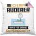 Ruderer Kissen mit Füllung 40x40 Geschenk für Ruderer Geburtstag Lustiger Spruch Was Ist Deine Superkraft (Grau) Rosa Trendation