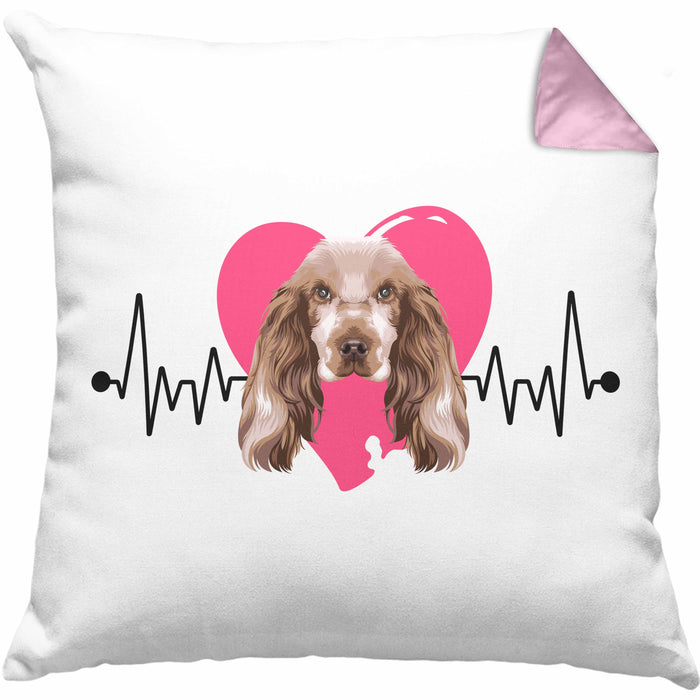 Cocker Spaniel Besitzer Kissen mit Füllung 40x40 Geschenk Lustiger Spruch Geschenkidee Herzschlag Cocker Spaniel (Grau) Rosa Trendation