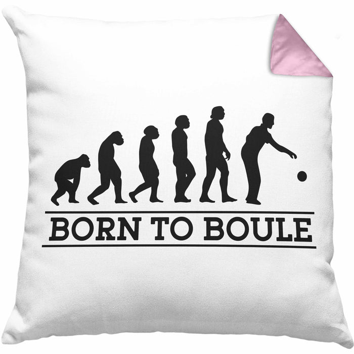 Boule Kissen mit Füllung 40x40 Geschenk Boule-Spieler Geschenkidee Spruch Geboren zum Boule (Grau) Rosa Trendation