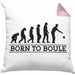 Boule Kissen mit Füllung 40x40 Geschenk Boule-Spieler Geschenkidee Spruch Geboren zum Boule (Grau) Rosa Trendation