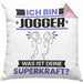 Jogger Kissen mit Füllung 40x40 Geschenk für Jogger Geburtstag Lustiger Spruch Was Ist Deine Superkraft (Grau) Rosa Trendation