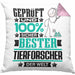 Tierforscher Geschenk Lustiger Spruch für Tierforscher Geschenkidee Bester Tierforscher Der WeltKissen mit Füllung 40x40 (Grau) Rosa Trendation