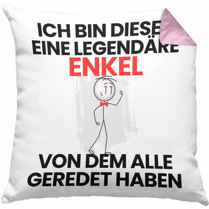 Enkel Geschenk Kissen mit Füllung 40x40 Lustige Geschenkidee Geburtstag für Enkel Ich Bin Dieser Legendäre Enkel Von Dem Alle Geredet Haben (Grau) Rosa Trendation