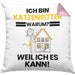 Katzensitter Geschenk Kissen mit Füllung 40x40 Lustiger Spruch Ich Bin Katzensitter Warum Weil Ich Es Kann Geschenkidee Bester Katzensitter Geburtstag (Grau) Rosa Trendation