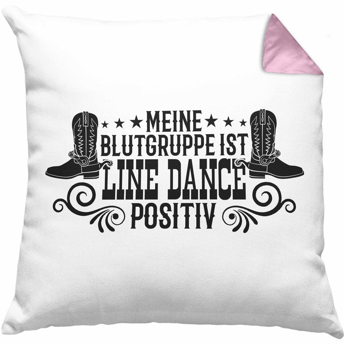 Kissen mit Füllung 40x40 Line Dance Motiv Geschenk für Line Dance Fans Tänzerin Geschenkidee Spruch (Grau) Rosa Trendation