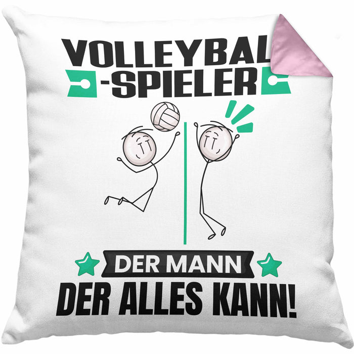 Volleyballspieler Kissen mit Füllung 40x40 Geschenk für Volleyballspieler Der Mann Der Alles Kann Geschenkidee zum Geburtstag (Grau) Rosa Trendation