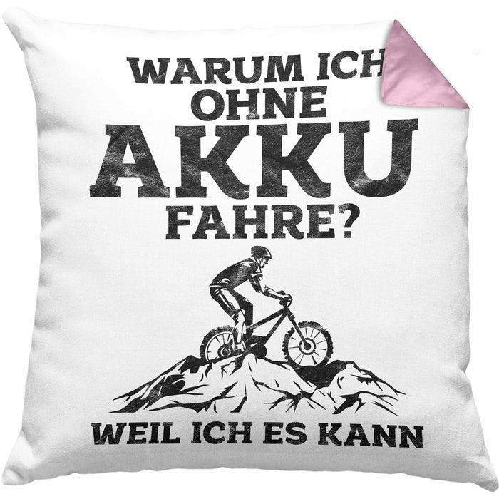 Lustige Geschenkidee Radfahrer Kissen mit Füllung 40x40 Anti-E-Bike Spruch (Grau) Rosa Trendation