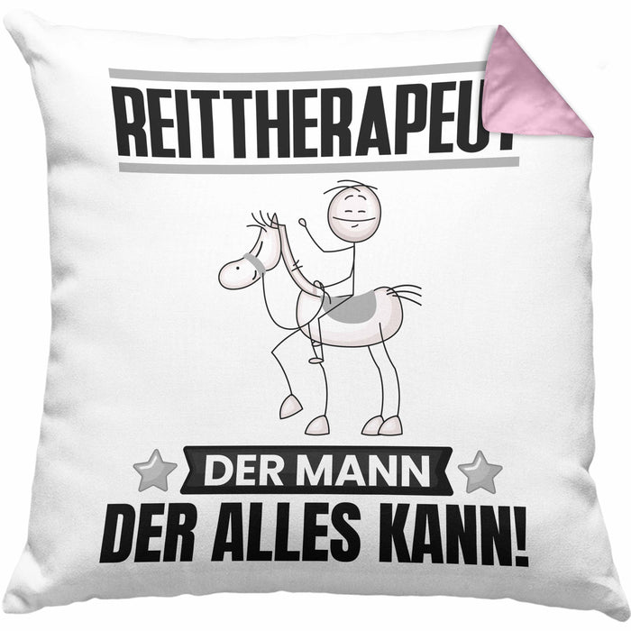Reittherapeut Kissen mit Füllung 40x40 Geschenk für Reittherapeut Der Mann Der Alles Kann Geschenkidee zum Geburtstag (Grau) Rosa Trendation