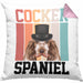 Cocker Spaniel Besitzer Kissen mit Füllung 40x40 Geschenk Lustiger Spruch Geschenkidee Retro Vinatge Cocker Spaniel (Grau) Rosa Trendation