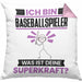 Baseballspieler Kissen mit Füllung 40x40 Geschenk für Baseballspieler Geburtstag Lustiger Spruch Was Ist Deine Superkraft (Grau) Rosa Trendation