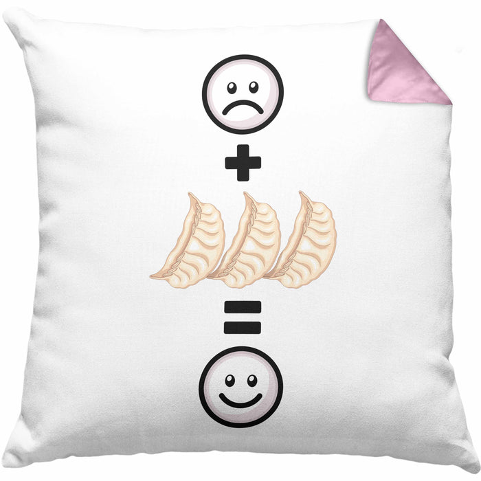 Dumplings Kissen mit Füllung 40x40 Geschenk für Dumpling-Liebhaber Lustige Geschenkidee :( + Dumplings = :) Geburtstag (Grau) Rosa Trendation