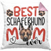 Schäferhund Mom Besitzerin Kissen mit Füllung 40x40 Geschenk Lustiger Spruch Geschenkidee Besitzerin Schäferhund Mama (Grau) Rosa Trendation