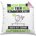 Tierkommunikator Kissen mit Füllung 40x40 Geschenk für Tierkommunikator Geburtstag Lustiger Spruch Was Ist Deine Superkraft (Grau) Rosa Trendation