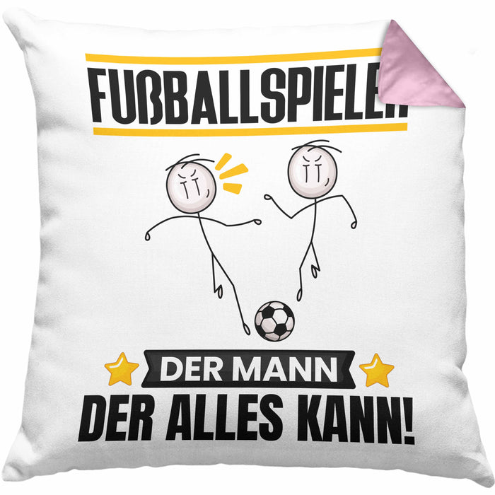 Fußballspieler Kissen mit Füllung 40x40 Geschenk für Fußballspieler Der Mann Der Alles Kann Geschenkidee zum Geburtstag (Grau) Rosa Trendation
