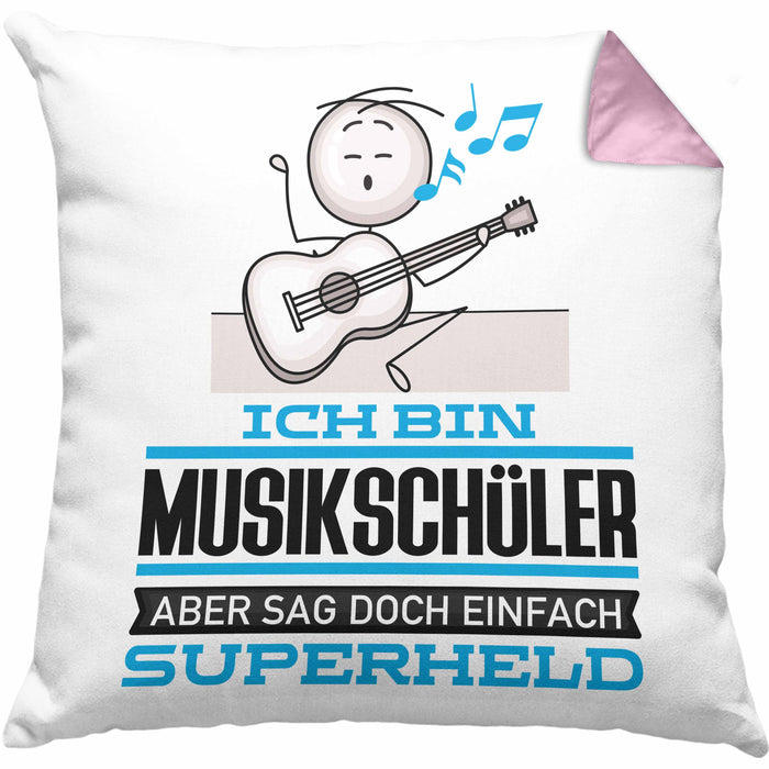 Musikschüler Geschenk Kissen mit Füllung 40x40 Ich Bin Musikschüler Aber Sag Doch Einfach Superheld Lustige Geschenkdiee für Musikschüler (Grau) Rosa Trendation