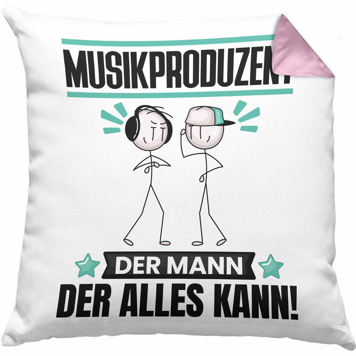 Musikproduzent Kissen mit Füllung 40x40 Geschenk für Musikproduzent Der Mann Der Alles Kann Geschenkidee zum Geburtstag (Grau) Rosa Trendation