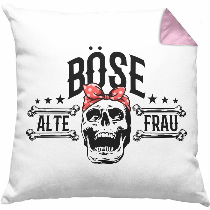 Lustige Kissen mit Füllung 40x40 Geschenk für Böse Alte Frau Rock Biker (Grau) Rosa Trendation