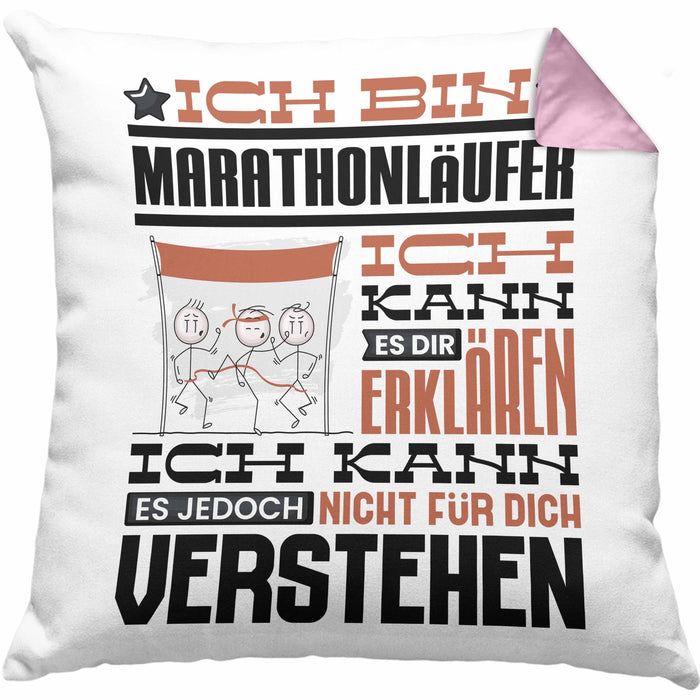 Marathonläufer Geschenk Kaffee-Kissen mit Füllung 40x40 Geschenkidee für Marathonläufer Ich Bin Marathonläufer Ich Kann Es Dir Erklären Jedoch Nicht Für Dich Verstehen Spruch Lustig (Grau) Rosa Trendation