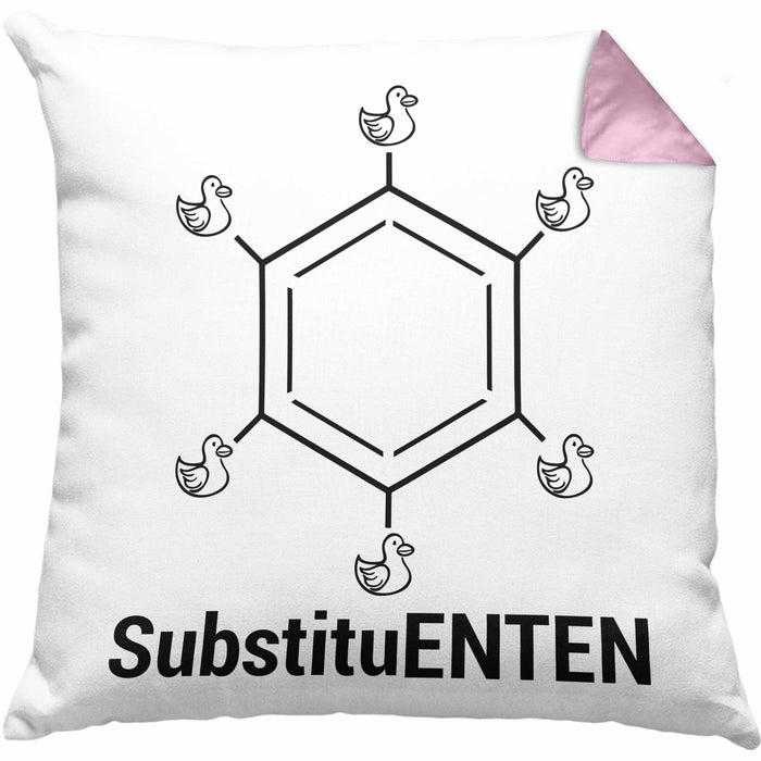 Chemie Kissen mit Füllung 40x40 SubstituENTEN Chemiker Witz Organische Chemie Ente Kaffee Geschenkidee (Grau) Rosa Trendation