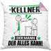 Kellner Kissen mit Füllung 40x40 Geschenk für Kellner Der Mann Der Alles Kann Geschenkidee zum Geburtstag (Grau) Rosa Trendation
