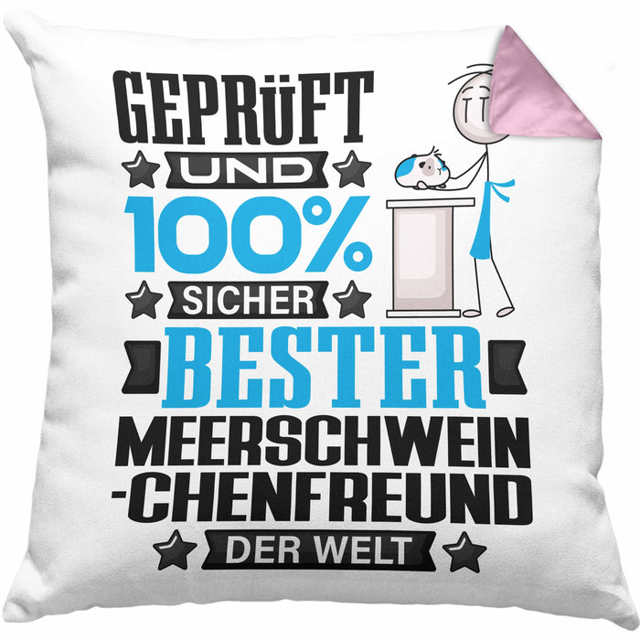 Meerschweinchenfreund Geschenk Lustiger Spruch für Meerschweinchenfreund Geschenkidee Bester Meerschweinchenfreund Der WeltKissen mit Füllung 40x40 (Grau) Rosa Trendation