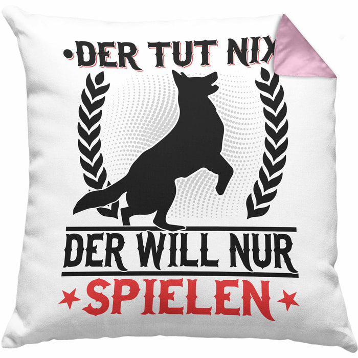 Hund Kissen mit Füllung 40x40 Geschenk Hunde-Besitzer Geschenkidee (Grau) Rosa Trendation
