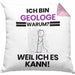 Geologe Geschenk Kissen mit Füllung 40x40 Lustiger Spruch Ich Bin Geologe Warum Weil Ich Es Kann Geschenkidee Bester Geologe Geburtstag (Grau) Rosa Trendation