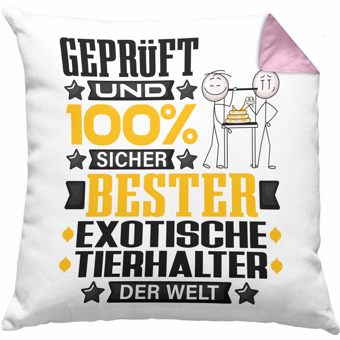 ExotischeTierhalter Geschenk Lustiger Spruch für ExotischeTierhalter Geschenkidee Bester ExotischeTierhalter Der WeltKissen mit Füllung 40x40 (Grau) Rosa Trendation